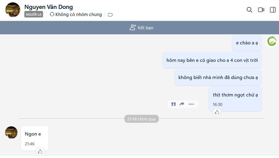 khách hàng review vịt trời