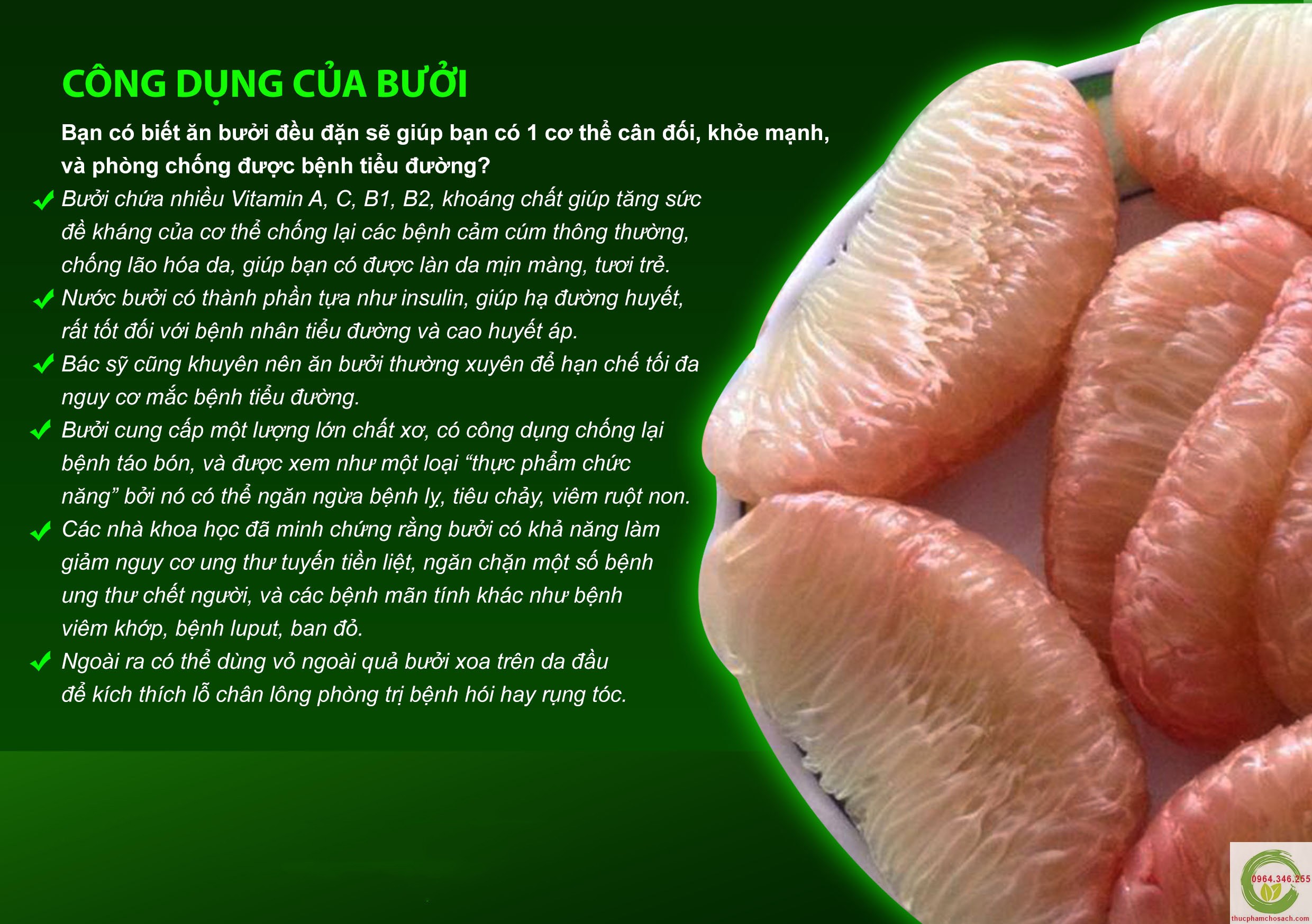 Bưởi Da Xanh Bến Tre - 80k/quả