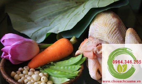 cách làm gà hấp lá sen