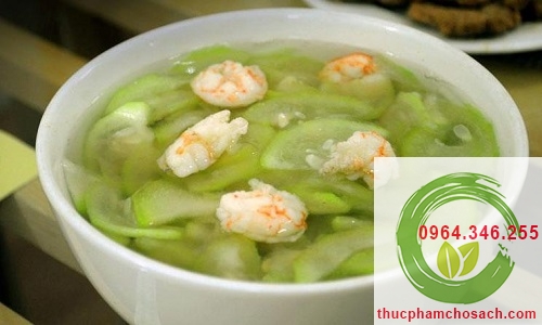 canh bầu nấu với tôm