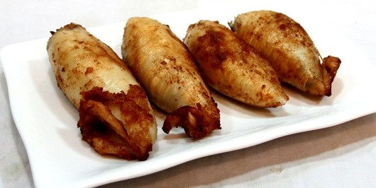 mực nhồi thịt chiên vàng cách làm