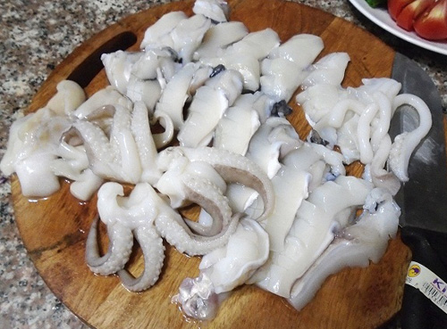 mực xào dứa nguyên liệu